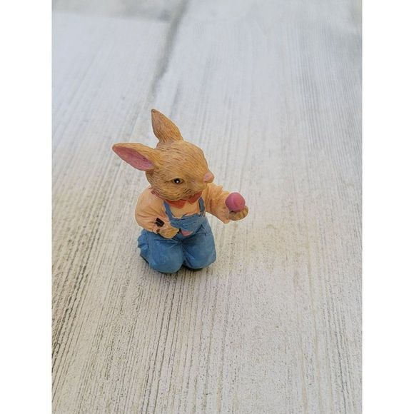 Mini Easter Bunny hand paint egg Village accessory spring figure - Picture 1 of 5